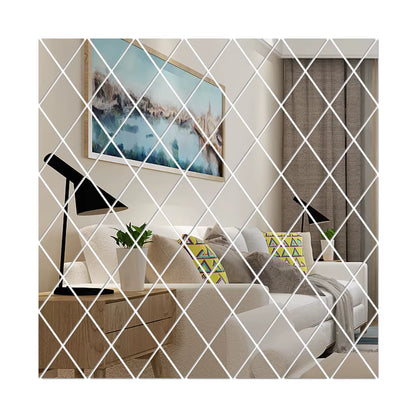 3D Mirror Wall Stickers Large DIY Diamonds Triangles Acrylic Wall Mirror Stickers for Kids Room Living Room Art Home Decor